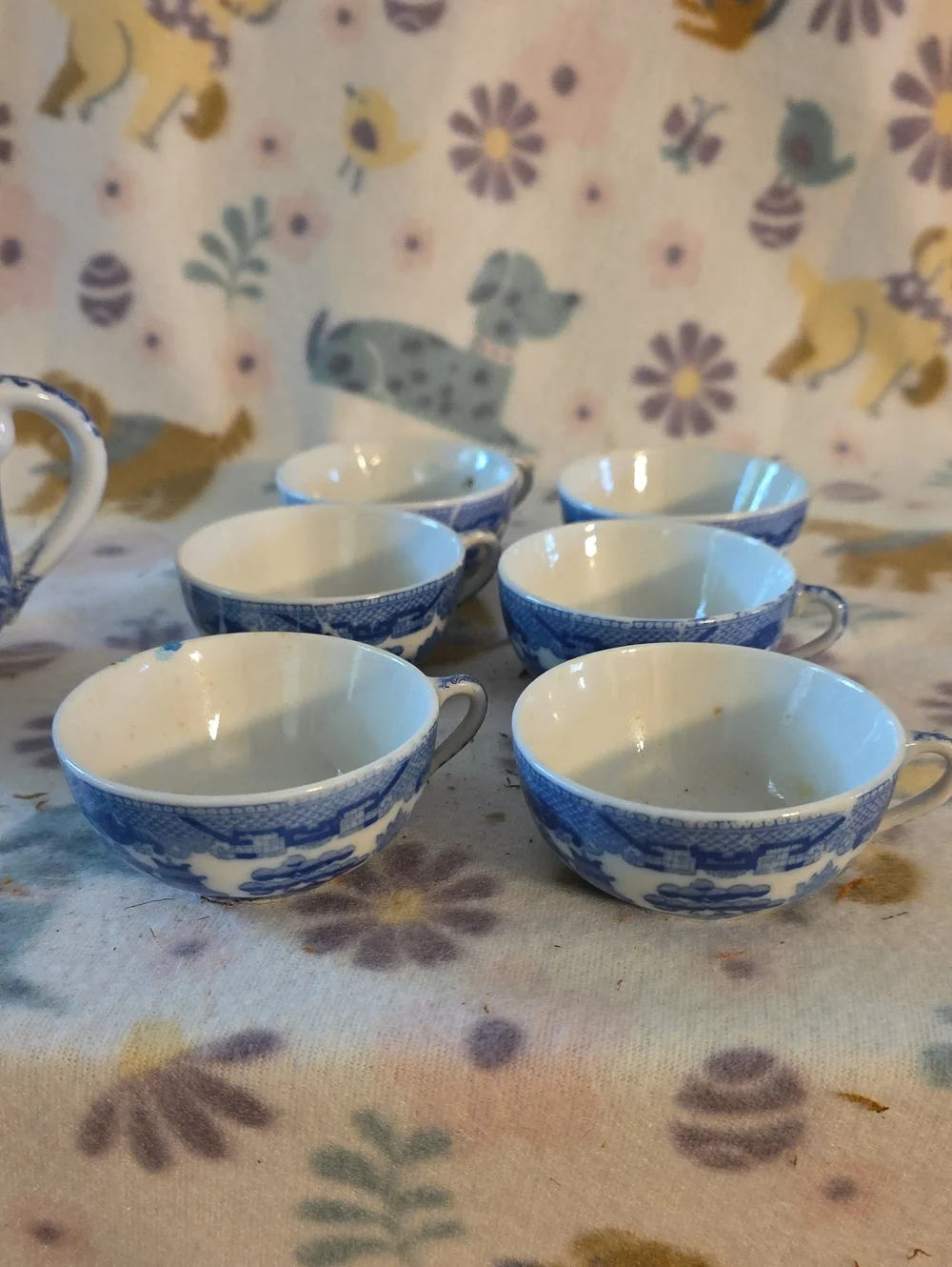 Vintage Blue and White Porcelain Miniature Tea Set- Blue Willow